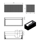 Lucena Bari Single Drawer Wall Mounted Floating Vanity Cabinet Only, for Left Side Sink 40" W x 16" H x 18" D - White Color - 87507