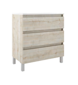 Lucena Box Three Drawer Vanity - Sink on Left Side 32" W x 34" H x 18" D - Abedul Color - 84724