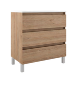 Lucena Box Three Drawer Vanity - Sink on Left Side 32" W x 34" H x 18" D - Canela Color - 84722