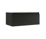 Lucena Box Single Drawer Wall Mount Vanity - Sink on Left Side 32" W x 11" H x 18" D - Grey/Ceniza High Gloss Finish - 84702