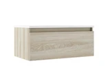 Lucena Box Single Drawer Wall Mount Vanity - Sink on Left Side 32" W x 11" H x 18" D- Crudo Color - 84699