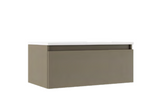 Lucena Box Single Drawer Wall Mount Vanity - Sink on Left Side 40" W x 11" H x 18" D - Tortora High Gloss Finish - 84379