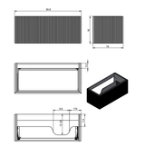 Lucena Bari Single Drawer Wall Mounted Floating Vanity Cabinet Only, for Left Side Sink 40" W x 16" H x 18" D - Black Color - 70841