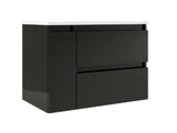 Lucena Box Two Drawer + One Door Wall Mount Vanity - Sink on Left Side 32" W x 22" H x 18" D - Grey/Ceniza High Gloss Finish - 70727
