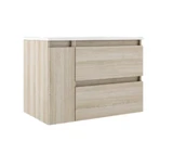 Lucena Box Two Drawer + One Door Wall Mount Vanity - Sink on Left Side 32" W x 22" H x 18" D - Crudo Color - 70709