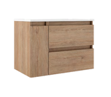 Lucena Box Two Drawer + One Door Wall Mount Vanity - Sink on Left Side 32" W x 22" H x 18" D - Canela Color - 70703
