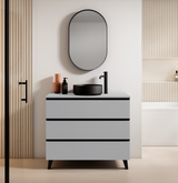 Lucena Malaga Three Drawer Free Standing Vanity, Right Side Bowl 40" W x 34" H x 18" D - Grey/Ceniza Color - 70527