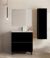 Lucena Malaga Two Drawer Free Standing Vanity 24" W x 34" H x 18" D - Black Color - 70477