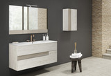 Lucena Vision Two Drawer Wall Mount Vanity 40" W x 22" H x 18" D - Canela Color with Black Handle - 83075