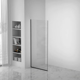 Fine Fixtures Fixed Frameless Shower Panel - 34" X 74" - Black Hardware - SDF1-34BL