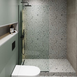 Fine Fixtures Fixed Frameless Shower Panel - 34" X 74" - Black Hardware - SDF1-34BL