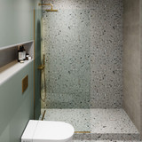 Fine Fixtures Fixed Frameless Shower Panel - 34" X 74" - Satin Brass - SDF1-34SB