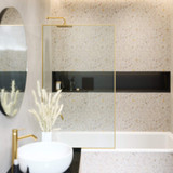 Fine Fixtures Fixed Full Frame Tub Panel - 34" X 58" - Satin Brass - TDF2-34SB