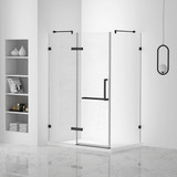 Fine Fixtures Frameless Square Shower Enclosure - 32" X 32" - Black Hardware - SES1-32BL