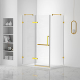 Fine Fixtures Frameless Square Shower Enclosure - 42" X 42" - Satin Brass - SES1-42SB
