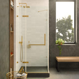 Fine Fixtures Frameless Square Shower Enclosure - 42" X 42" - Satin Brass - SES1-42SB