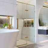 Fine Fixtures Hinged Frameless Shower Door - 42" X 74" - Satin Brass - SDH1-42SB