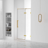 Fine Fixtures Hinged Frameless Shower Door - 48" X 74" - Satin Brass - SDH1-48SB