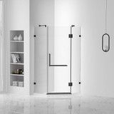 Fine Fixtures SENA1-42BL Neo-Angle Frameless Shower Enclosure - 42" X 42" - Black Hardware