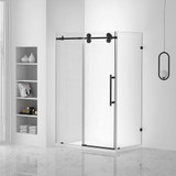 Fine Fixtures Sliding Frameless Rectangle Shower Enclosure - 48" X 36 - Black Hardware - SER1-48BL