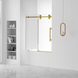 Fine Fixtures TDS1-60SB Sliding Frameless Tub Door - 60" X 66" - Satin Brass