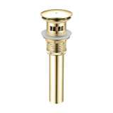 Fine Fixtures PUB11SB Pop Up Drain With Strainer Basket and Overflow - Satin Brass Finish