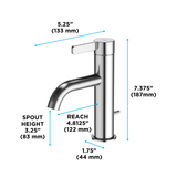 TOTO® GF Series 1.2 GPM Single Handle Bathroom Sink Faucet with COMFORT GLIDE Technology and Drain Assembly, Brushed Nickel - TLG11301U#BN