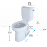 TOTO® Entrada Two-Piece Elongated 1.28 GPF Universal Height Toilet with Right-Hand Trip Lever, Cotton White - CST244EFR#01