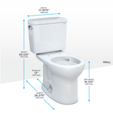 TOTO® Drake® Two-Piece Round 1.6 GPF Universal Height TORNADO FLUSH® Toilet with CEFIONTECT®, Colonial White - CST775CSFG#11