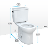 TOTO® Drake® Two-Piece Round 1.28 GPF Universal Height TORNADO FLUSH® Toilet with CEFIONTECT®, Ebony - CST775CEF#51