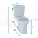 TOTO® Drake® II 1G® Two-Piece Round 1.0 GPF Universal Height Toilet with CEFIONTECT, Colonial White - CST453CUFG#11
