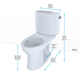 TOTO® Drake® II Two-Piece Elongated 1.28 GPF Universal Height Toilet with CEFIONTECT and Right-Hand Trip Lever, Cotton White - CST454CEFRG#01