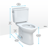 TOTO® Drake® Two-Piece Elongated 1.6 GPF TORNADO FLUSH® Toilet with CEFIONTECT®, Cotton White - CST776CSG#01