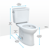 TOTO® Drake® Two-Piece Elongated 1.28 GPF TORNADO FLUSH® Toilet with CEFIONTECT®, Colonial White - CST776CEG#11