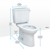 TOTO® Drake® Two-Piece Elongated 1.28 GPF TORNADO FLUSH® Toilet with CEFIONTECT® and Right-Hand Trip Lever, Cotton White - CST776CERG#01