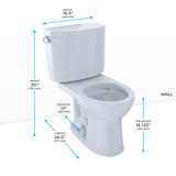 TOTO® Drake® II Two-Piece Round 1.28 GPF Universal Height Toilet with CEFIONTECT, Colonial White - CST453CEFG#11