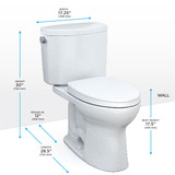 TOTO® Drake® II Two-Piece Elongated 1.28 GPF Universal Height Toilet with CEFIONTECT and SS124 SoftClose Seat, WASHLET+ Ready, Bone - MS454124CEFG#03