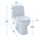 TOTO® UltraMax® One-Piece Round Bowl 1.6 GPF Toilet, Cotton White - MS853113S#01
