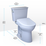 TOTO® Drake® Transitional WASHLET®+ Two-Piece Elongated 1.28 GPF TORNADO FLUSH® Toilet and S7A Contemporary Bidet Seat with Auto Flush, Cotton White - MW7864736CEGA#01