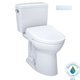 TOTO® Drake® WASHLET®+ Two-Piece Elongated 1.28 GPF Universal Height TORNADO FLUSH® Toilet and S7 Contemporary Bidet Seat with Auto Flush, 10 Inch Rough-In, Cotton White - MW7764726CEFGA.10#01