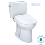 TOTO® Drake® WASHLET®+ Two-Piece Elongated 1.6 GPF Universal Height TORNADO FLUSH® Toilet with S7A Contemporary Bidet Seat, 10 Inch Rough-In, Cotton White - MW7764736CSFG.10#01