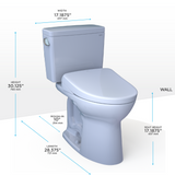 TOTO® Drake® WASHLET®+ Two-Piece Elongated 1.6 GPF Universal Height TORNADO FLUSH® Toilet with S7A Contemporary Bidet Seat, 10 Inch Rough-In, Cotton White - MW7764736CSFG.10#01