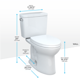 TOTO® Drake® Two-Piece Elongated 1.6 GPF TORNADO FLUSH® Toilet with CEFIONTECT® and SoftClose® Seat, WASHLET®+ Ready, Cotton White - MS776124CSG#01