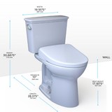 TOTO® Drake® Transitional WASHLET®+ Two-Piece Elongated 1.28 GPF Universal Height TORNADO FLUSH® Toilet with S7A Contemporary Bidet Seat, Cotton White - MW7864736CEFG.10#01
