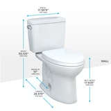 TOTO® Drake® Two-Piece Elongated 1.6 GPF Universal Height TORNADO FLUSH ® Toilet with 10 Inch Rough-In, CEFIONTECT®, and SoftClose® Seat, WASHLET®+ Ready, Cotton White - MS776124CSFG.10#01