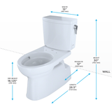 TOTO® Vespin® II 1G® Two-Piece Elongated 1.0 GPF Universal Height Skirted Toilet with CEFIONTECT and Right-Hand Trip Lever, Cotton White - CST474CUFRG#01