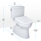 TOTO® WASHLET®+ Vespin® II 1G® Two-Piece Elongated 1.0 GPF Toilet and WASHLET®+ S7 Contemporary Bidet Seat, Cotton White - MW4744726CUFG#01