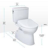 TOTO® WASHLET®+ Vespin® II 1G® Two-Piece Elongated 1.0 GPF Toilet with Auto Flush WASHLET®+ S7A Contemporary Bidet Seat, Cotton White - MW4744736CUFGA#01