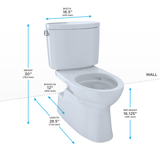 TOTO® Vespin® II Two-Piece Elongated 1.28 GPF Universal Height Skirted Design Toilet with CEFIONTECT, Cotton White - CST474CEFG#01