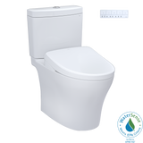 TOTO® WASHLET®+ Aquia IV Two-Piece Elongated Dual Flush 1.28 and 0.9 GPF Toilet and Contemporary WASHLET S7 Contemporary Bidet Seat, Cotton White - MW4464726CEMGN#01